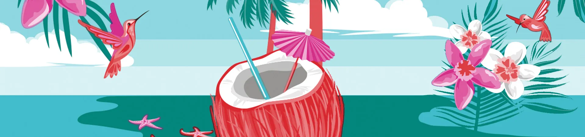Grafika kokosa na turkusowym tle