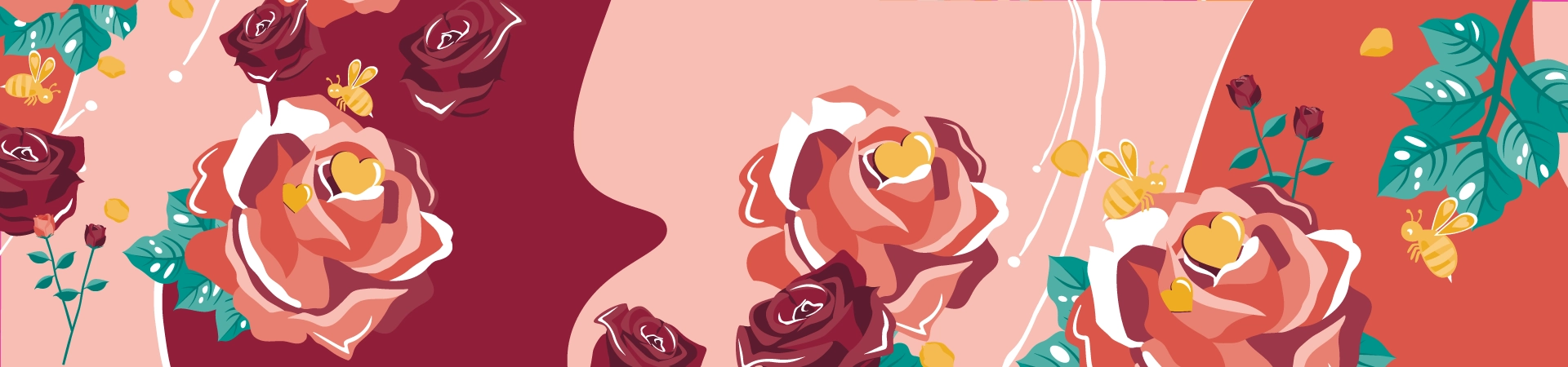  Rysunek przedstawiający róże na różowym tle